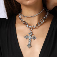 Onyx Goth Cross Necklace