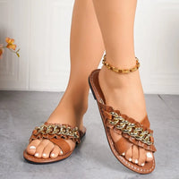 Meghan Leather Slides