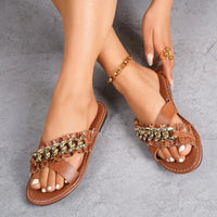 Meghan Leather Slides