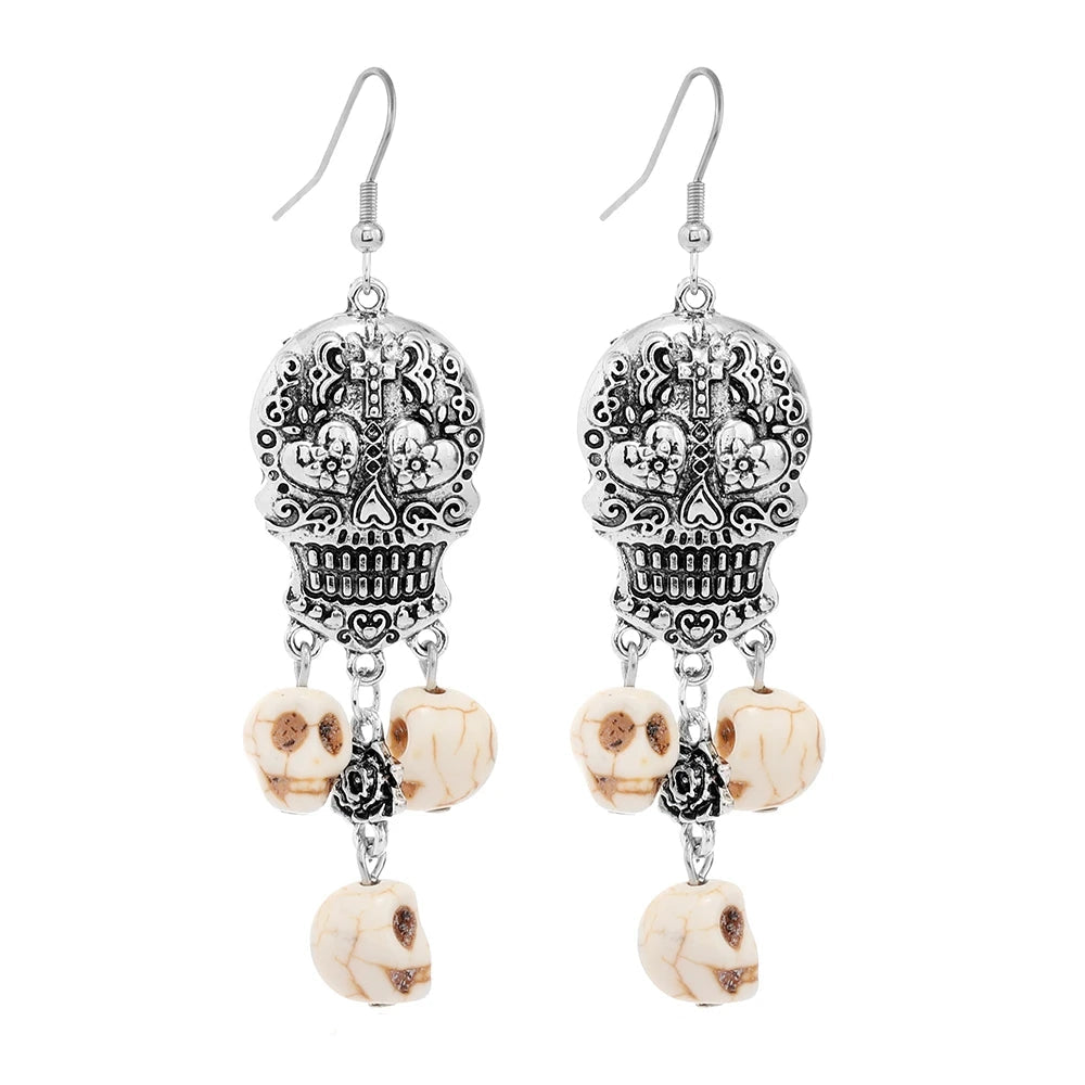 Skull Bloom Dangles Earrings