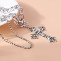 Onyx Goth Cross Necklace