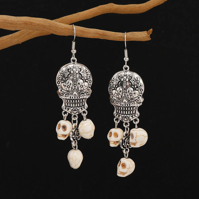 Skull Bloom Dangles Earrings