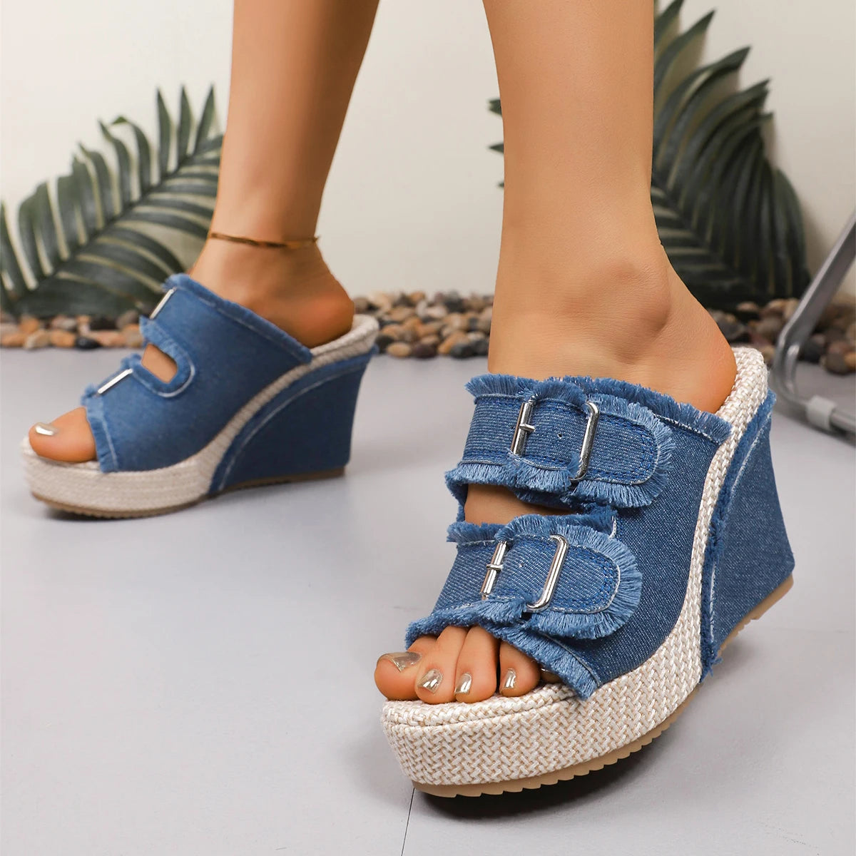 Eva Denim Wedges