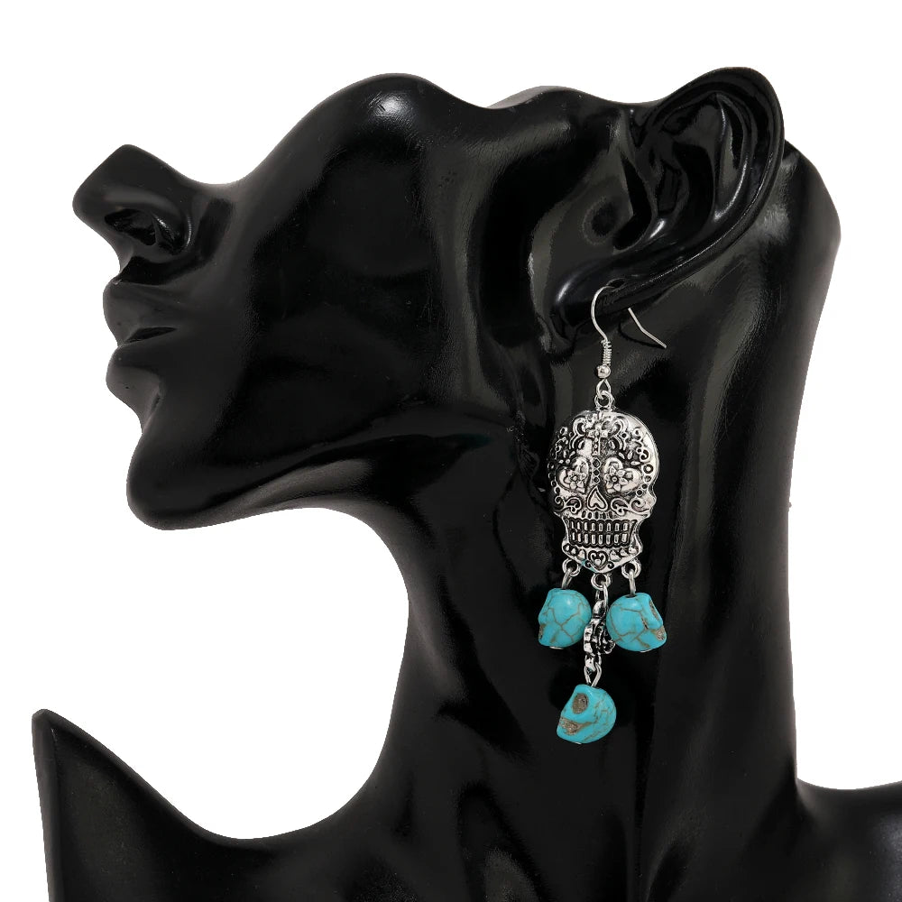 Skull Bloom Dangles Earrings